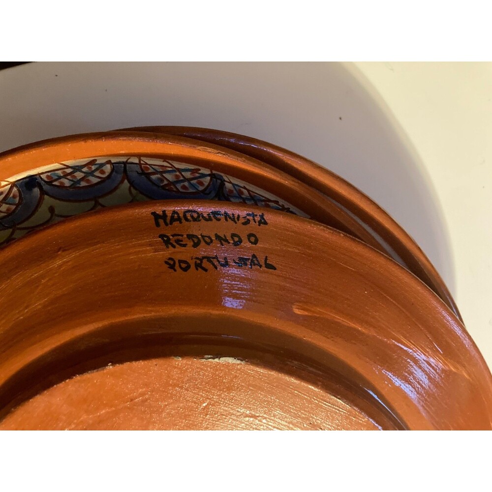 Round Decorative Portuguese Hand Painted Pottery 9.5" Plates x 4 - NEW - Picture 3 of 5